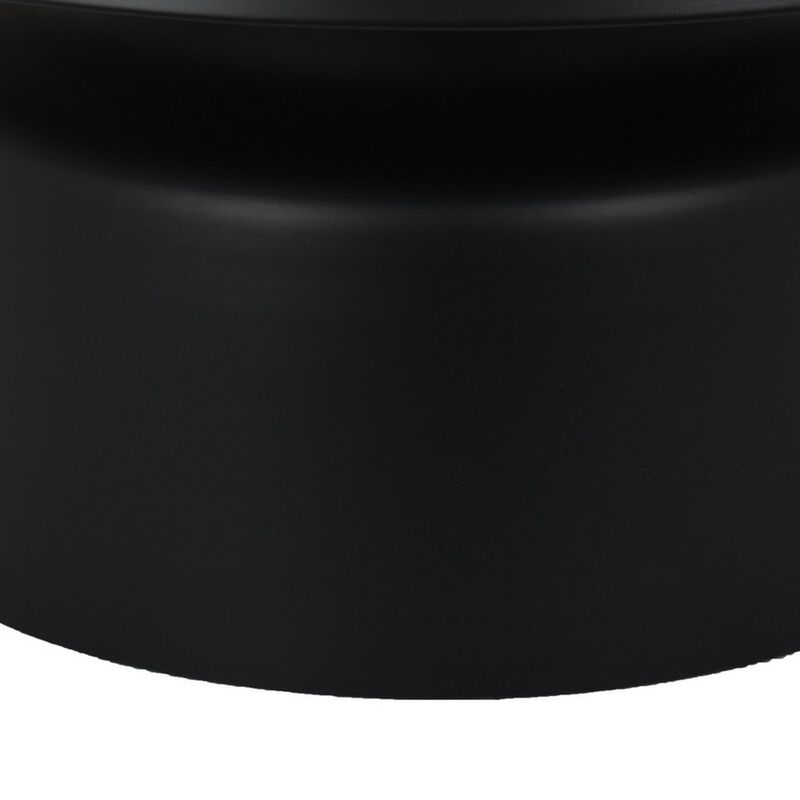 Ricca Plant Stand Table, Black Metal, Round 29 Inch Top, Pedestal Base - Benzara