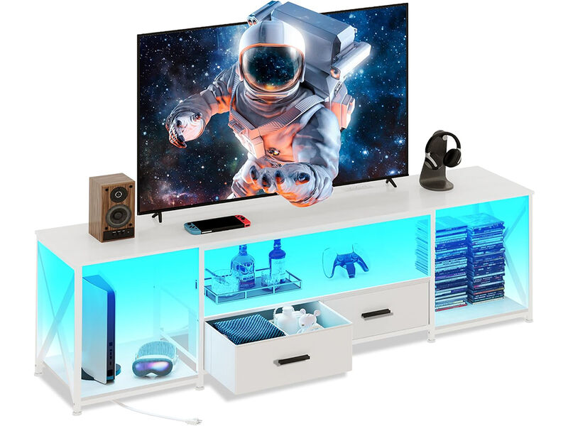 White Up to 65 Inches Dresser TV Stand with 2 Large Dresser Drawers