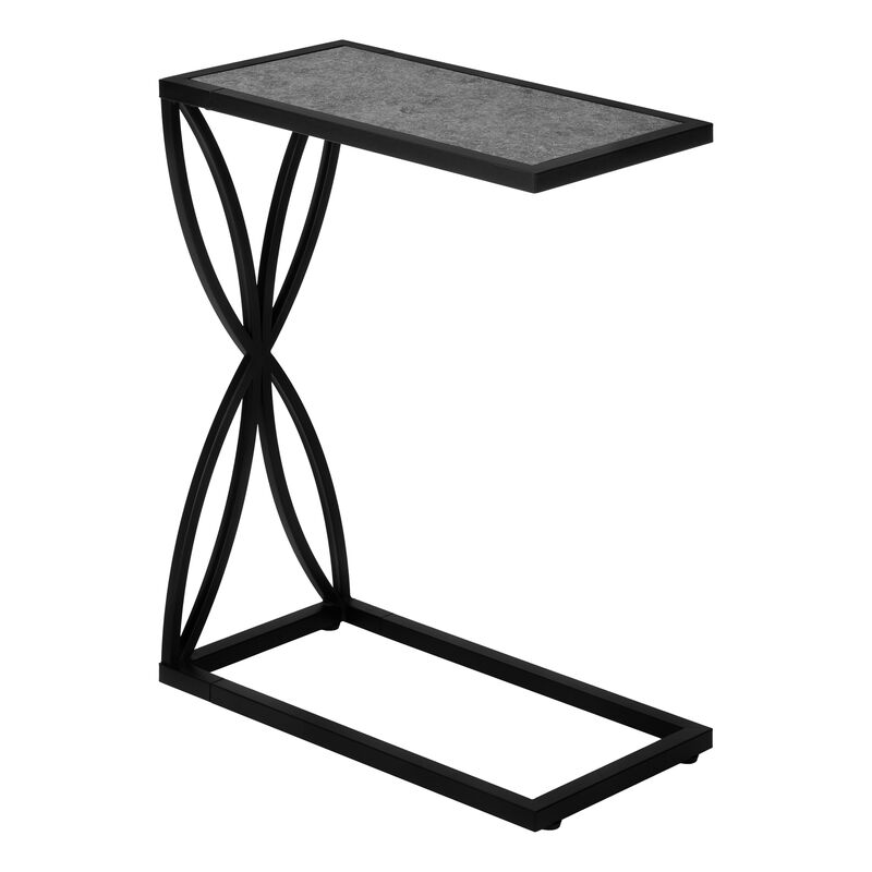 Monarch Specialties I 3305 Accent Table, C-shaped, End, Side, Snack, Living Room, Bedroom, Metal, Laminate, Grey, Black, Contemporary, Modern