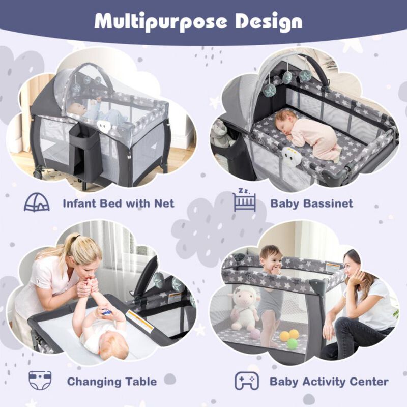 Portable Baby Nursery Center 4-in-1 Portable Travel Crib