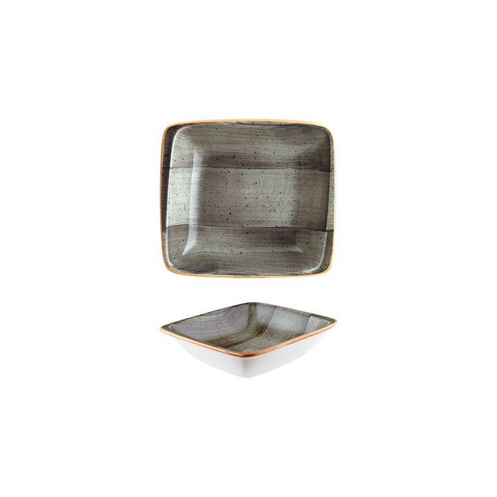 Space 7.5" x 6.5" x h:2" 20 oz. Square Grey Porcelain Bowl