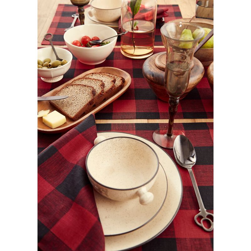 Solino Home 100% Pure Linen Table Runner | Buffalo Check