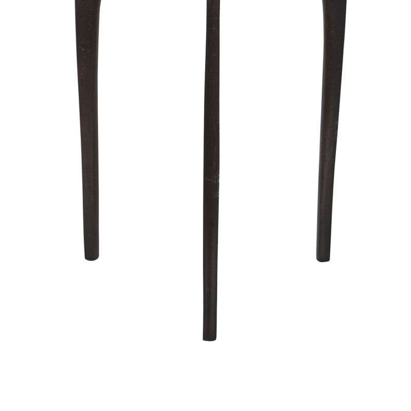 22 Inch Metal Round Accent Table, Three Curved Legs, Antique Brown - Benzara