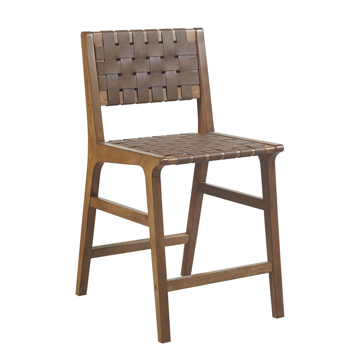 Gracie Mills Consuelo Woven Faux Leather Counter Stool - 24"H
