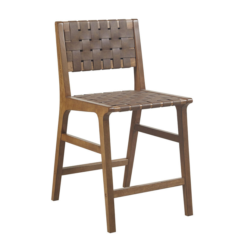 Gracie Mills Consuelo Woven Faux Leather Counter Stool - 24"H