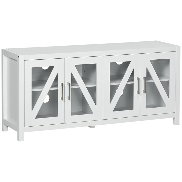 White Entertainment Center: TV Stand for 58" TVs with Glass Doors