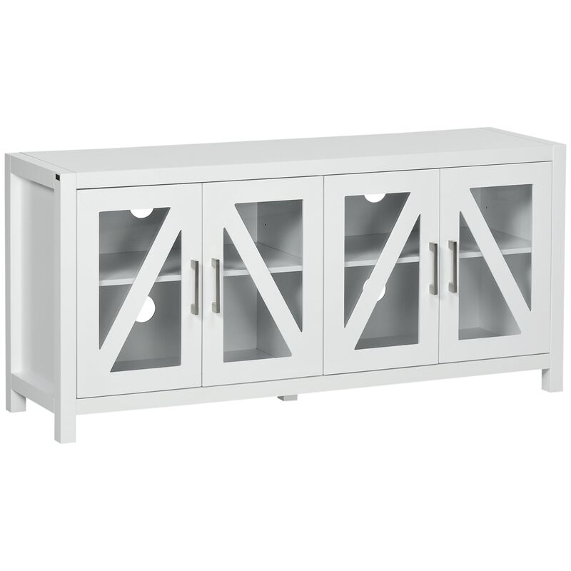 White Entertainment Center: TV Stand for 58" TVs with Glass Doors