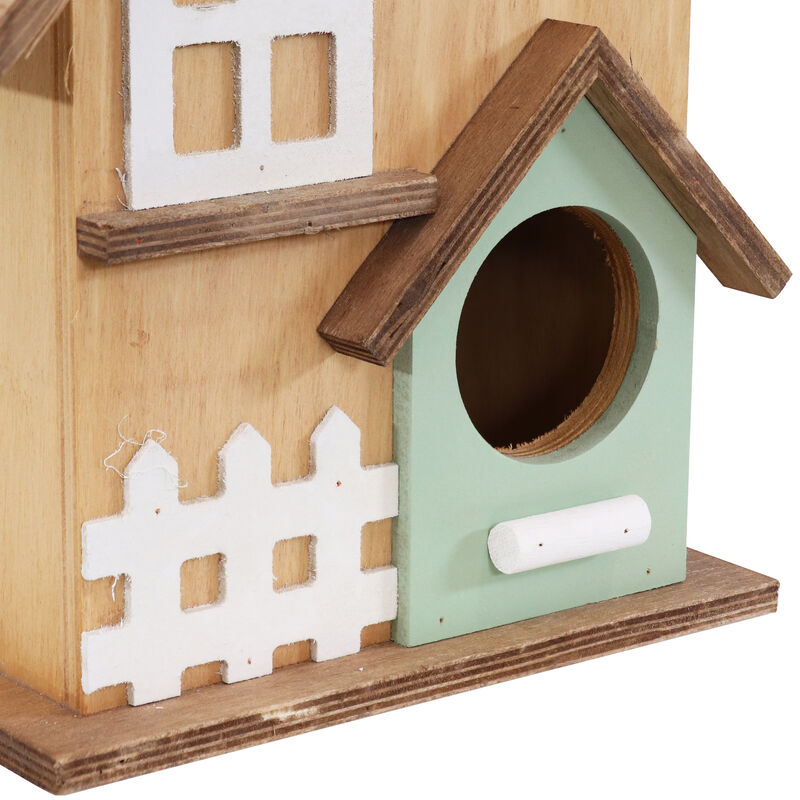 Sunnydaze Wooden Country Cottage Hanging Birdhouse - 9.25 in - Rustic