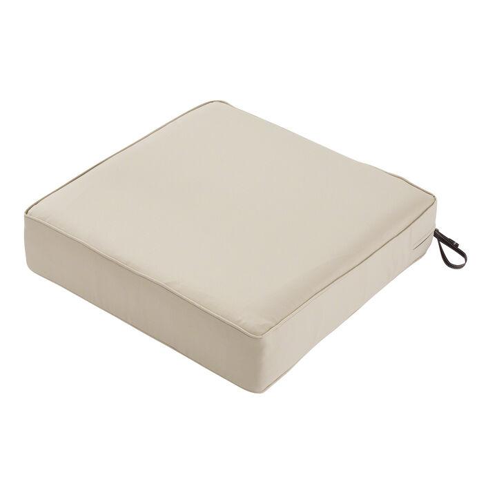 Classic Accessories Montlake FadeSafe Water-Resistant 25 x 25 x 5 Inch Outdoor Chair Cushion, Antique Beige, Outdoor Chair Cushions, Patio Chair Cushions, Patio Cushions