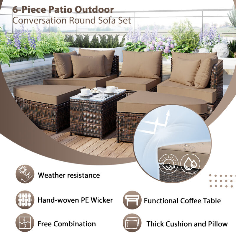 Merax Patio Outdoor Conversation Sofa Table Seating Set