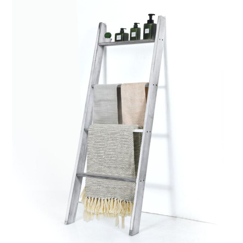 Hivvago 4-Tier Wall Leaning Ladder Shelf Stand
