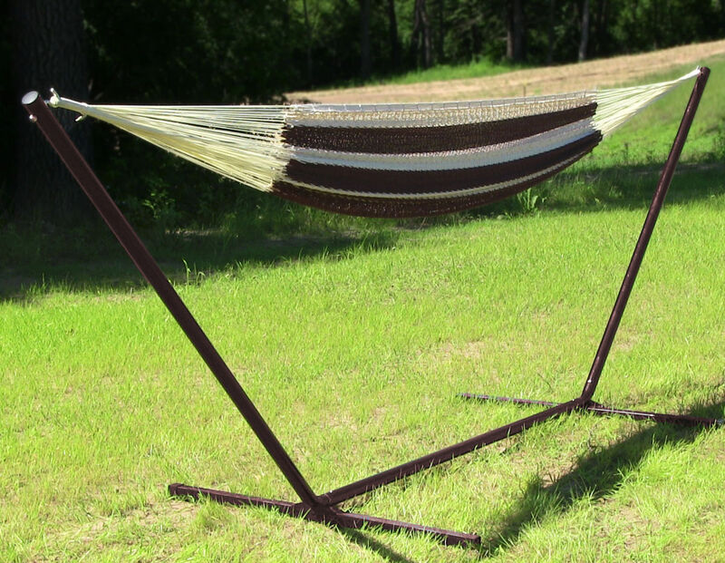 Sunnydaze 2-Person Cotton/Nylon Hammock with Steel Stand