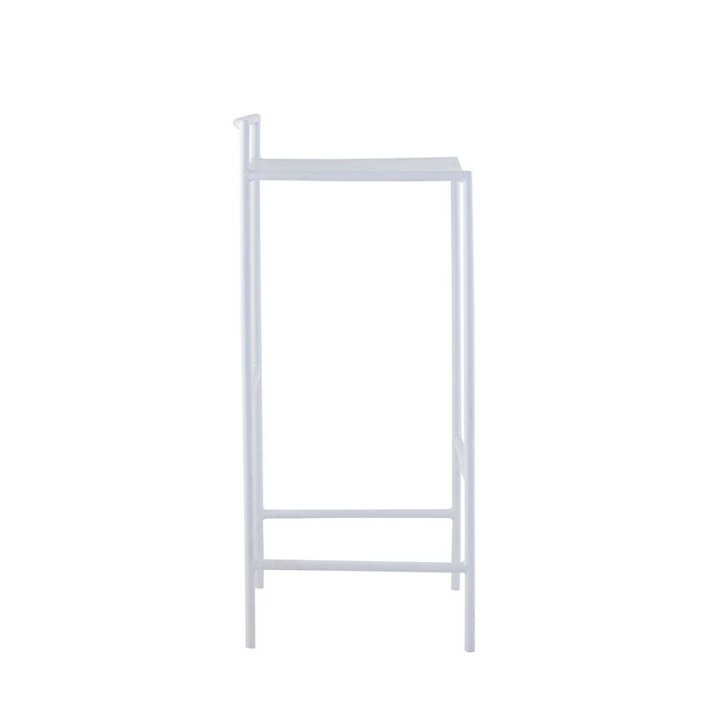 Svelte 30" Coastal Contemporary Iron Saddle-Seat Low-Back Bar Stool with Foot Rest