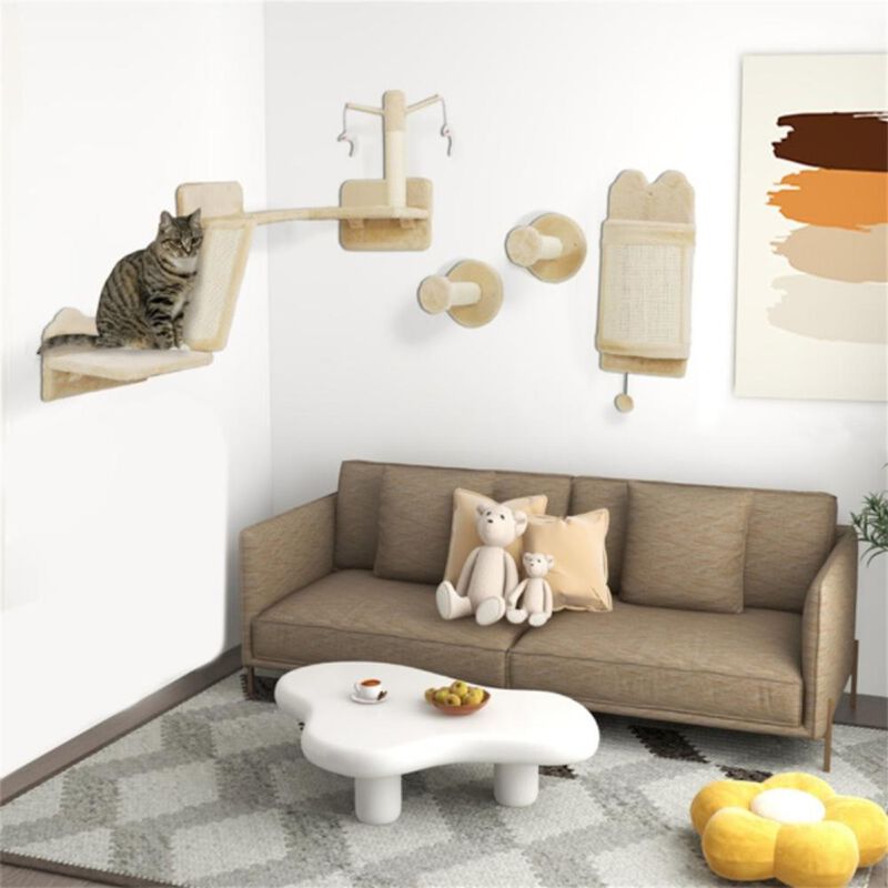 Cat Shelf Set Wall-Mounted Cat Perches and Climbing Shelves for Play and Exploration