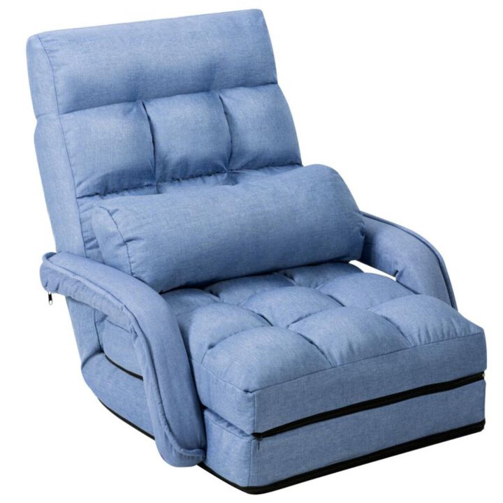 Hivvago Folding Lazy Floor Chair Sofa with Armrests and Pillow