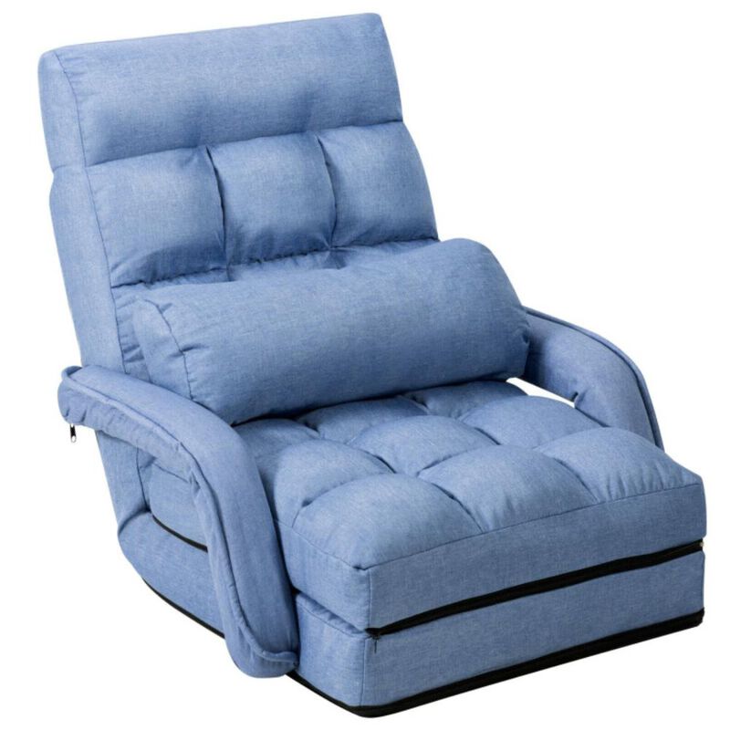 Hivvago Folding Lazy Floor Chair Sofa with Armrests and Pillow