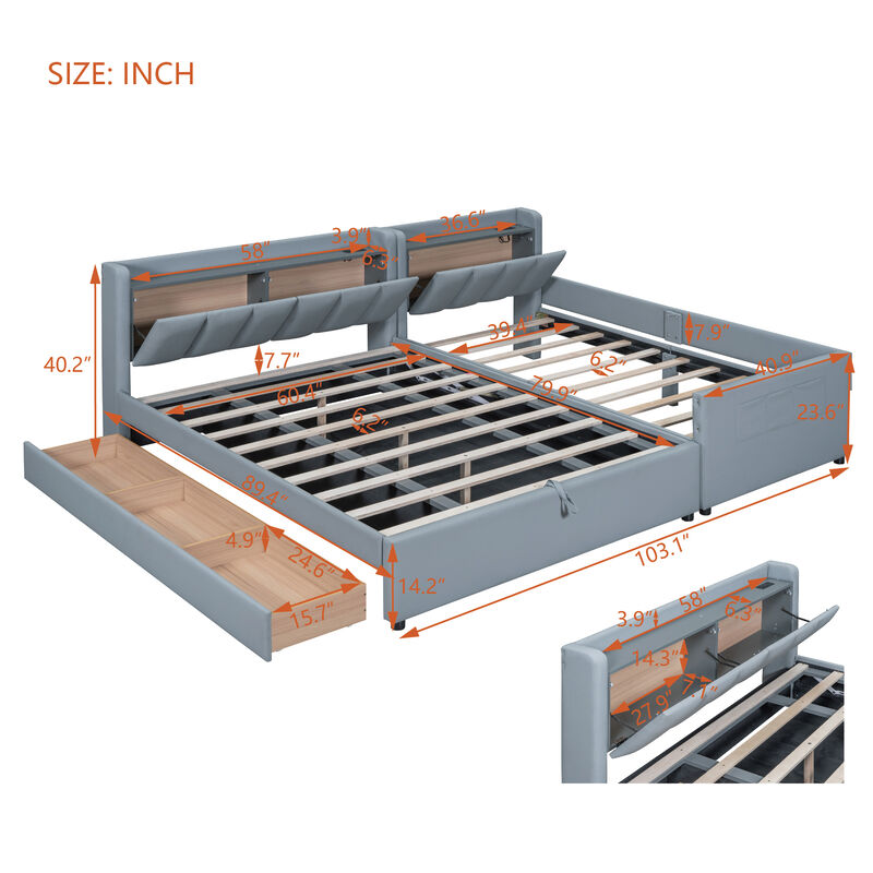 Merax Two in One Upholstered Platform Bed with Storage
