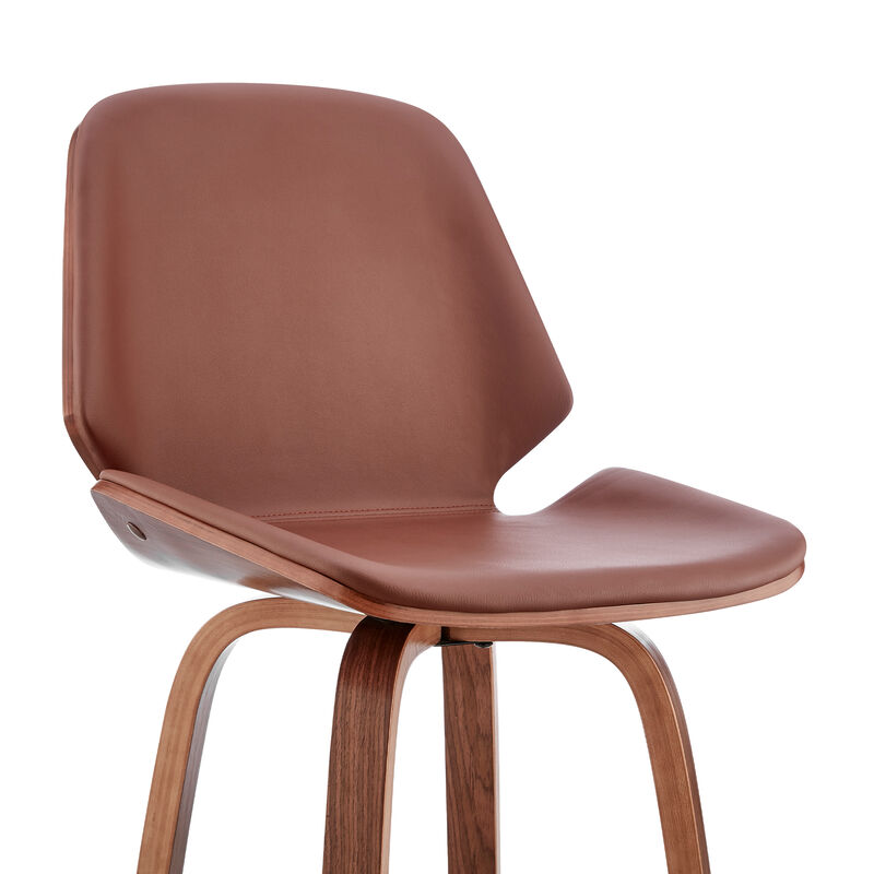 Arabela 26" Faux Leather and Wood Swivel Bar Stool