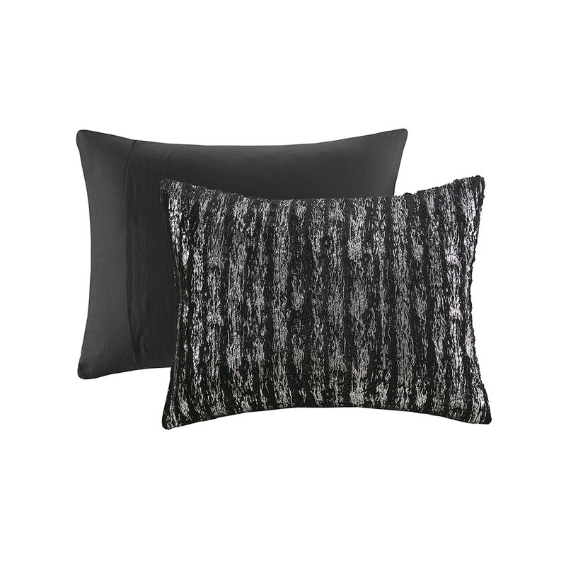 Gracie Mills Maelona Metallic Print Faux Fur Comforter Set