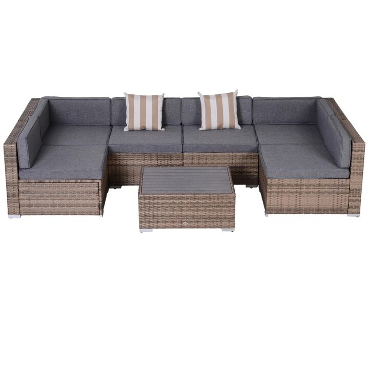 Wicker Patio Furniture Sets,7-Piece Outdoor Sectional- Grey