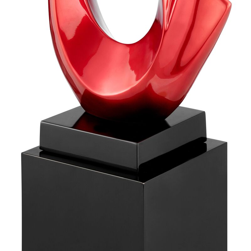 Fluid Floor Sculpture Red with White Stand Resin Handmade 59" Tall
