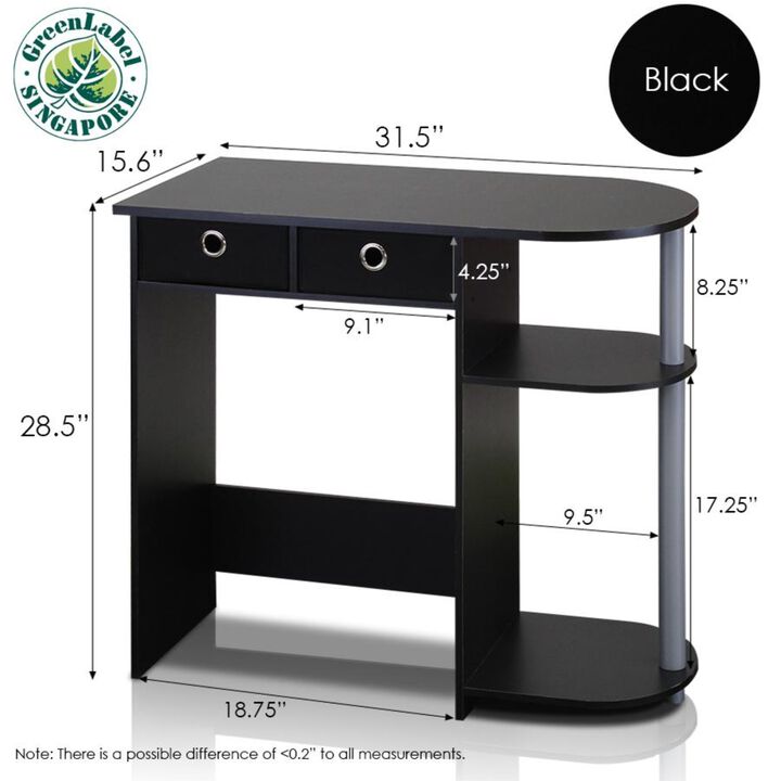 Furinno Furinno 11192BK/GY Efficient Home Laptop Notebook Computer Desk ,Black/Grey