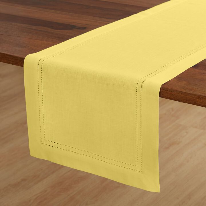 Solino Home 100% Pure Linen Table Runner | Linen Double Hemstitch for Spring & Easter