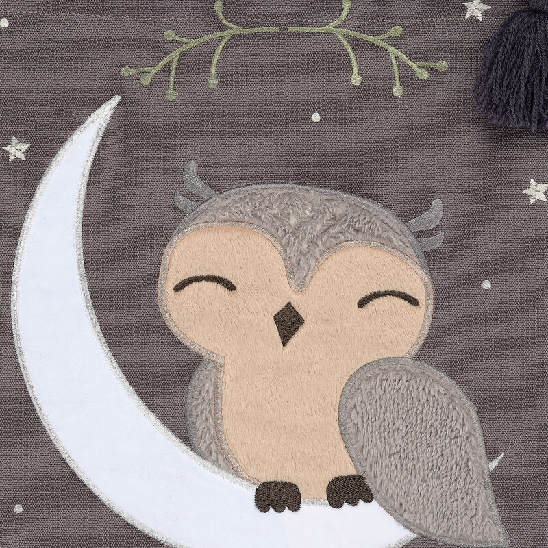 Lambs & Ivy Owl Canvas Banner Nursery Wall Art / Wall Hanging - Gray