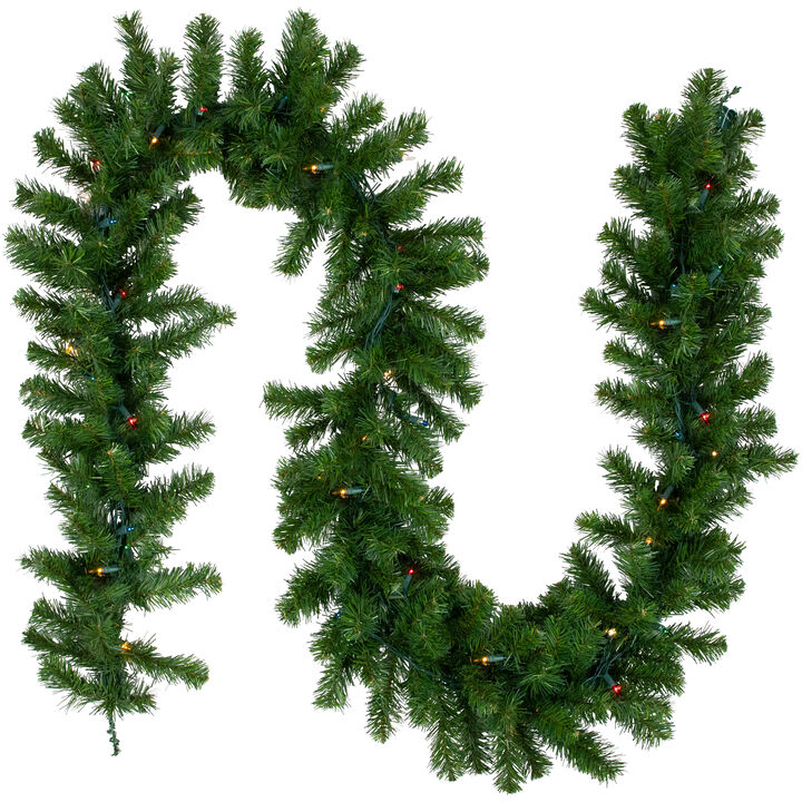 9' x 10" Pre-Lit Oak Creek Pine Artificial Christmas Garland - Multi Lights