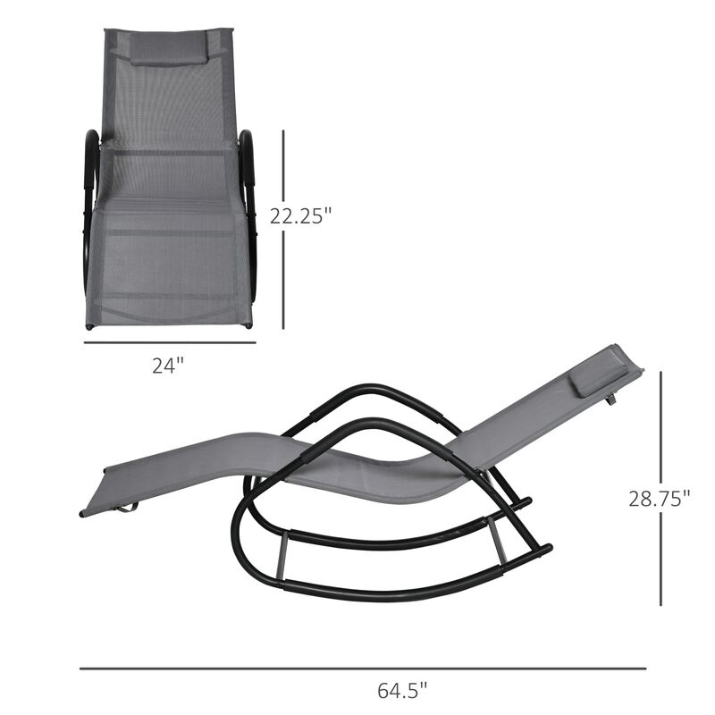 Gray Outdoor Lounger: Zero-Gravity Rocking Sun Chair for Poolside