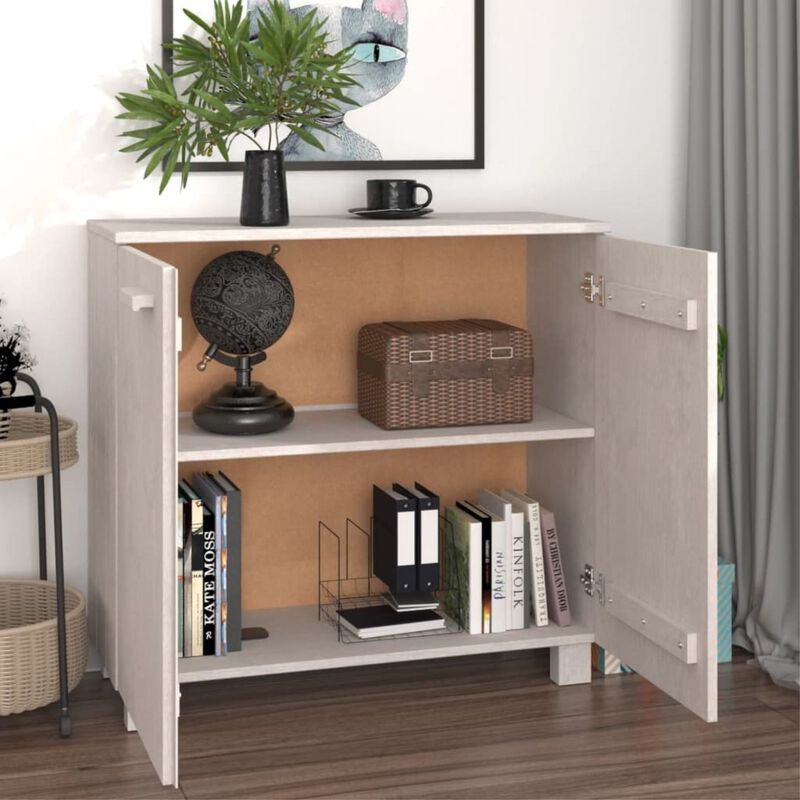 vidaXL Sideboard White 33.5"x13.8"x31.5" Solid Wood Pine