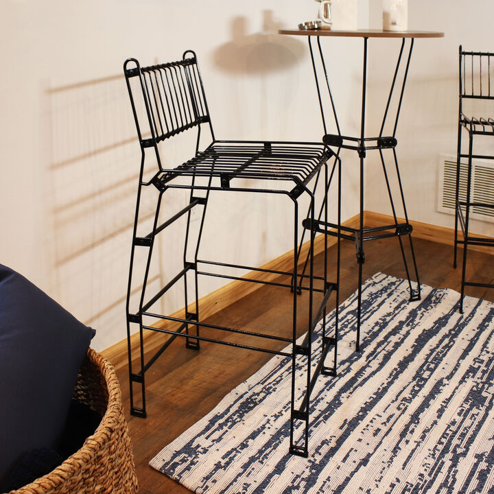Sunnydaze Steel Wire Indoor and Outdoor Bar Chair - Black