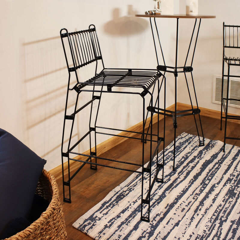 Sunnydaze Steel Wire Indoor and Outdoor Bar Chair - Black