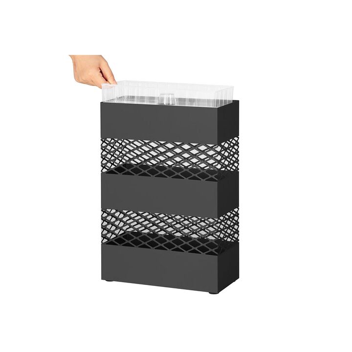 Rectangular Metal Umbrella Stand with Removable Drip Tray – Features Lattice Cutouts