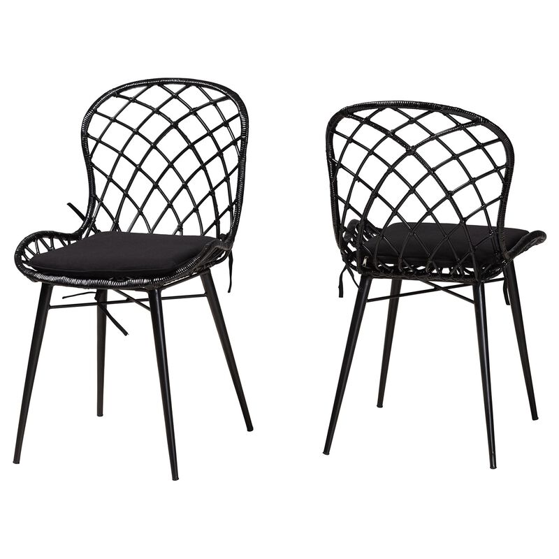 Bali & Pari Sabelle Modern Greywashed 2-Piece Dining Chair Set