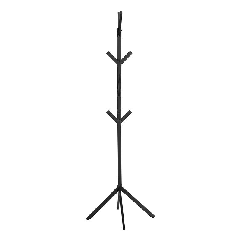 Monarch Specialties I 2057 Coat Rack, Hall Tree, Free Standing, 8 Hooks, Entryway, 70"H, Bedroom, Metal, Black, Contemporary, Modern