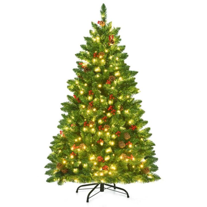 Hivvago 4.5 Feet Pre-lit Hinged Christmas Tree with 300 LED Lights