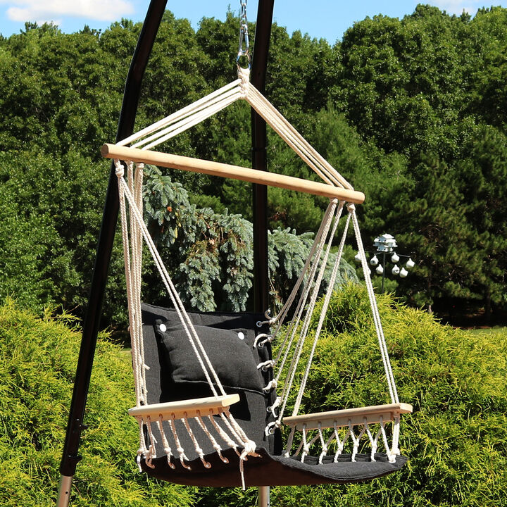 Sunnydaze Polycotton Padded Hammock Chair with Spreader Bar - Storm