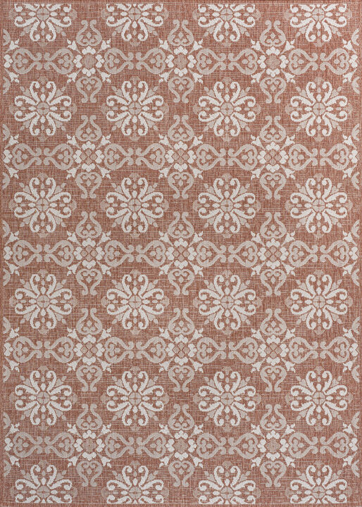 Amora Traditional Mediterranean Tile Design Salmon/Cream 4 ft. x 6 ft. Indoor/Outdoor Area Rug