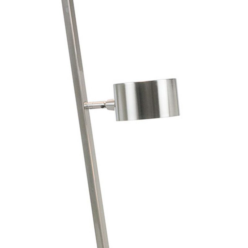 60 Inch Floor Lamp, 3 Drum Metal Shades, Modern Style, Silver Frame-Benzara