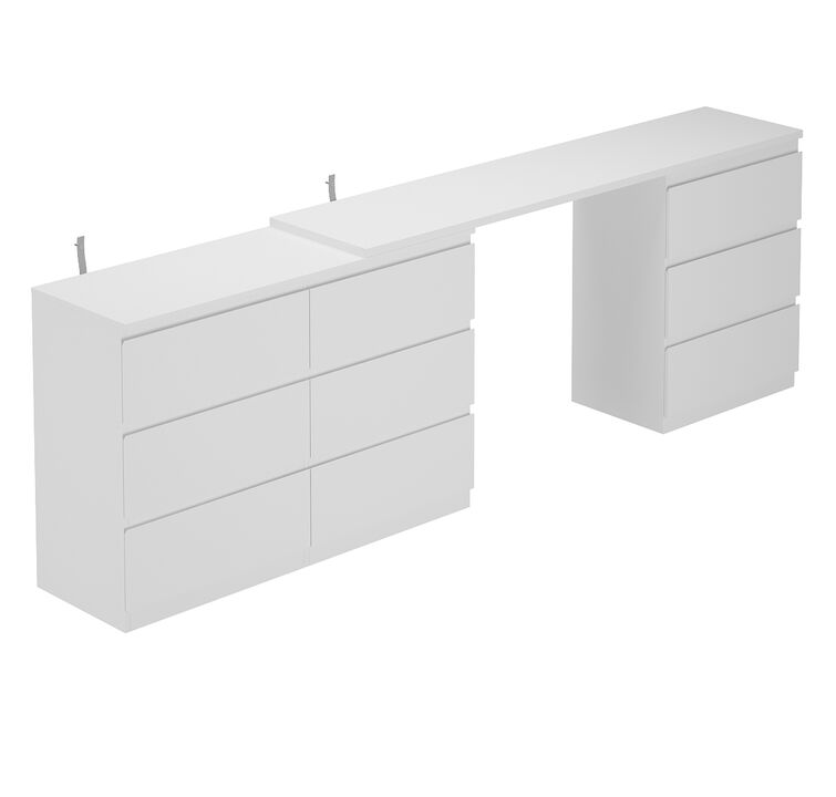 9-Drawer Retractable Dresser Bedroom Storage Organizer with Rotatable Table
