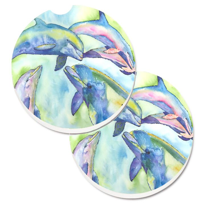 Caroline's Treasures Dolphin Set of 2 Cup Holder Car Coasters 8548CARC, 2.56, Multicolor
