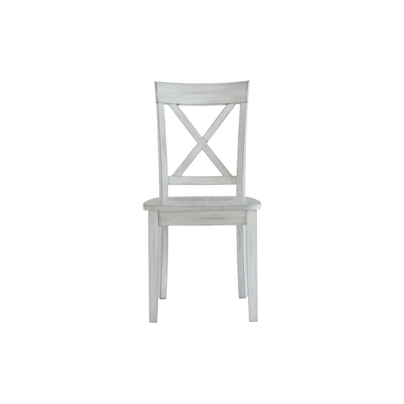 Wooden Dining Chair with X Shaped Back, Set of 2, White-Benzara