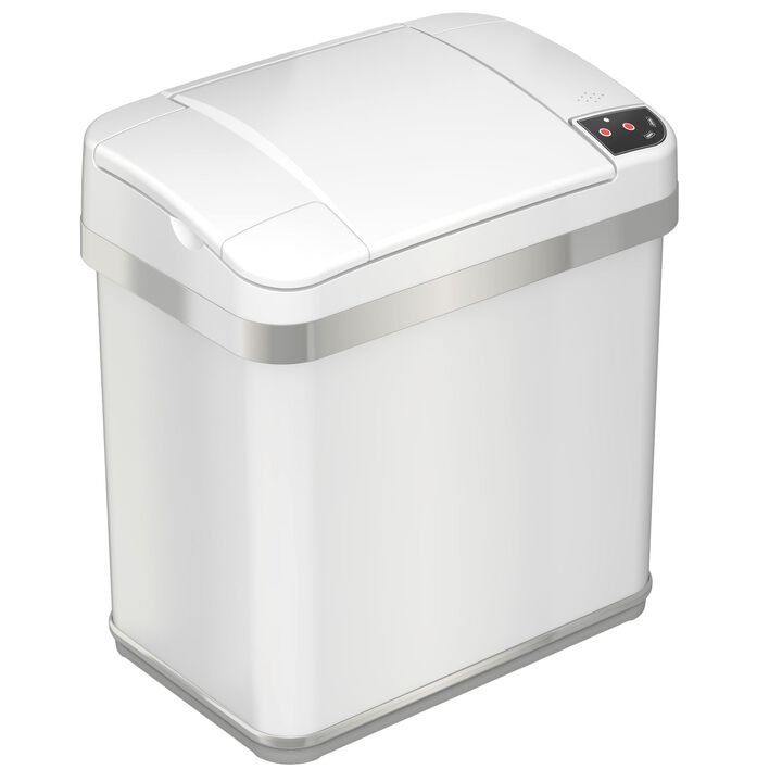 iTouchless 2.5 Gallon / 9.5 Liter White Sensor Bathroom Trash Can