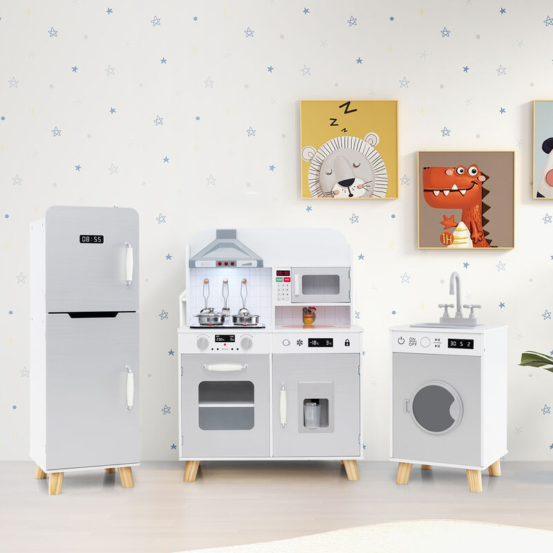 3-in-1 Kitchen Playset with Refrigerator and Washing Machine Fun Pretend Play Toy for Kids