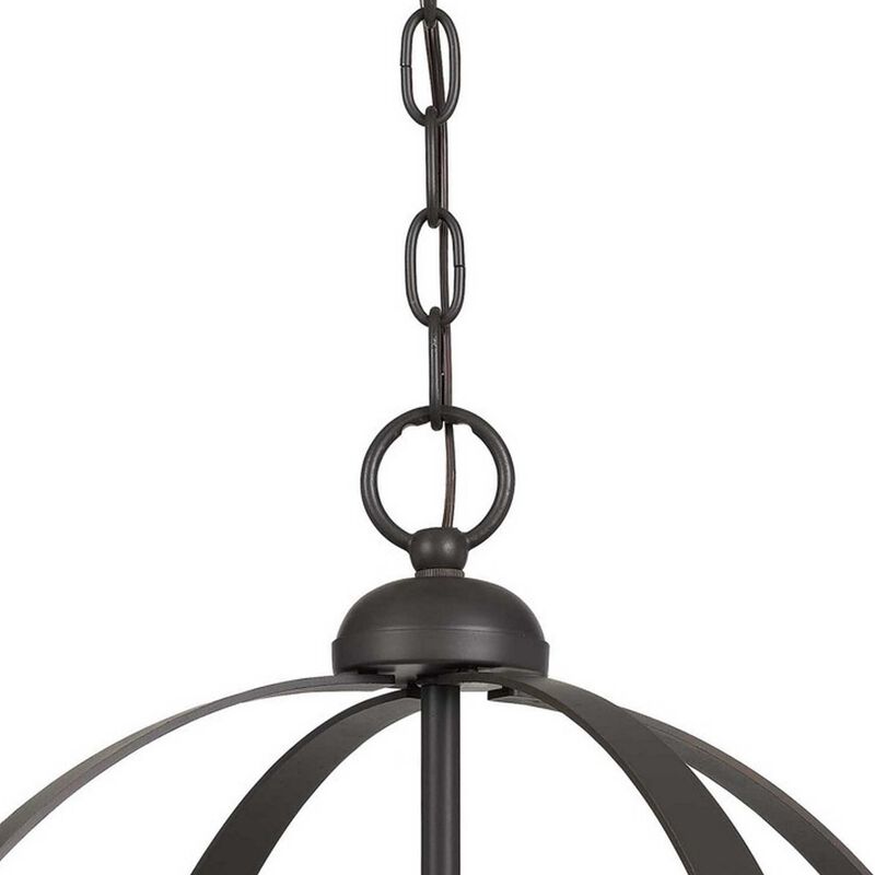 Metal Chandelier with 4 Candelabra Holders, Black and Gold-Benzara