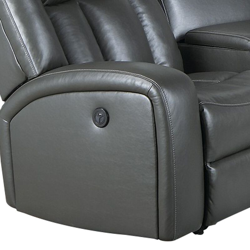 Max 5 Piece Modern Manual Recliner Sectional Set, Gray Vegan Faux Leather-Benzara