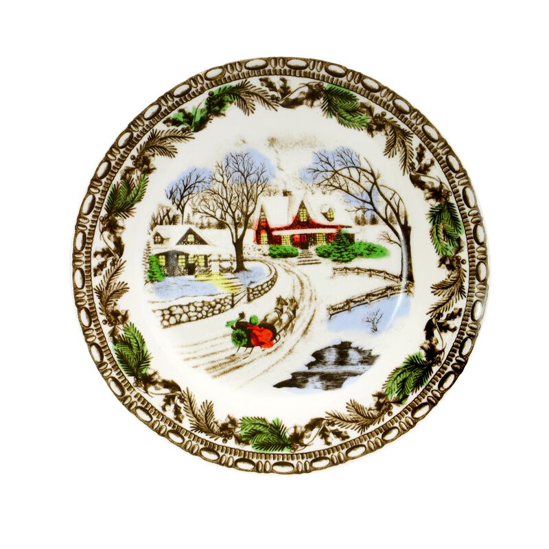 Gibson Home Christmas Toile 16 Piece Dinnerware Set