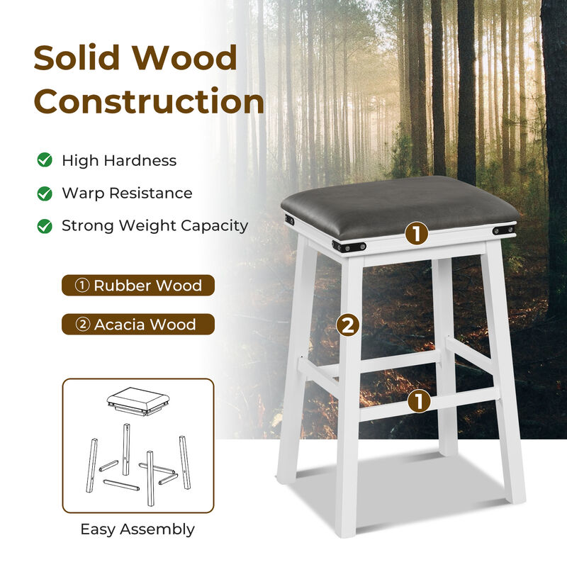 Set of 2 24/30 Inch Dining Bar Stool with Acacia Wood Frame-30 inches