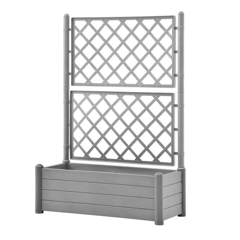 Simi Garden Flower Planter with Trellis, 17x40x56 Classic Stone Gray - Benzara